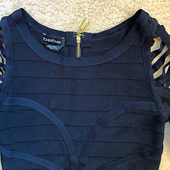 Bebe black long sleeve bandage crop top size XS - Picture 2 of 4